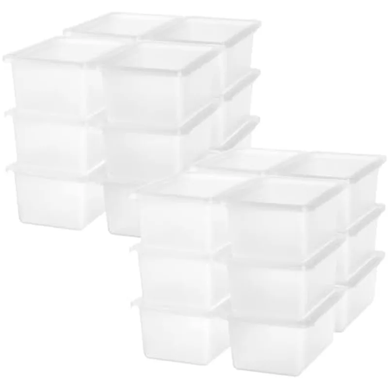 Outus 24 Pcs Small Storage Bin with Lids Plastic, Transparent Color
