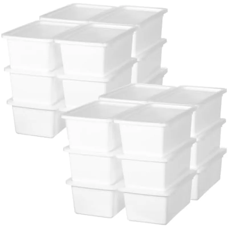 Outus 24 Pcs Small Storage Bin with Lids Plastic, White
