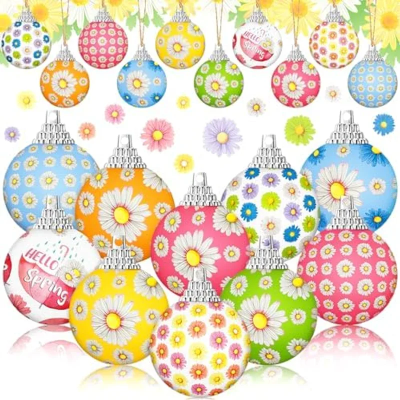 Outus 20 Pcs Spring Daisy Ornaments Balls for Tree Spring Daisy Decorations Summer Ornaments Farmhouse Flower Floral Hanging Decorations Summer Decor for Small Tree Home Party Craft Decor