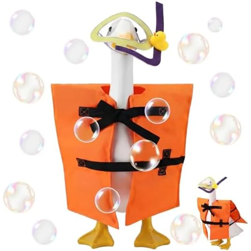 Outus Summer Porch Goose Outfit Set with Life Jacket and Snorkel Goggles, Diving