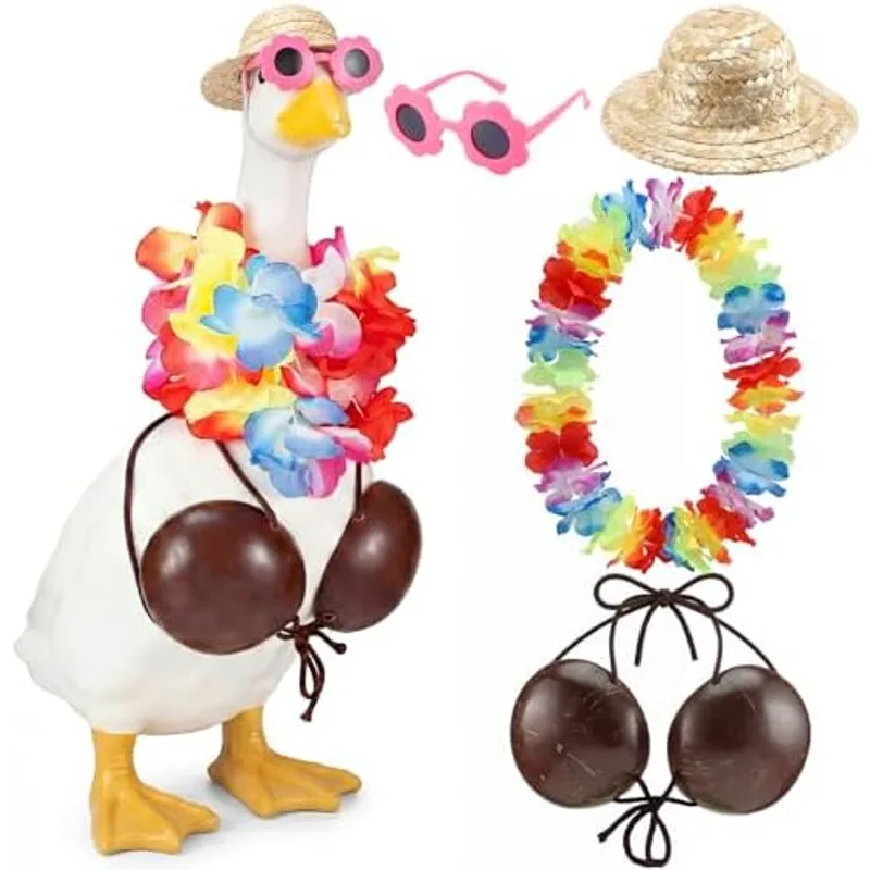 Outus 4 Pcs Summer Porch Goose Outfits 23" Hawaiian Sexy Bikini Goose Set