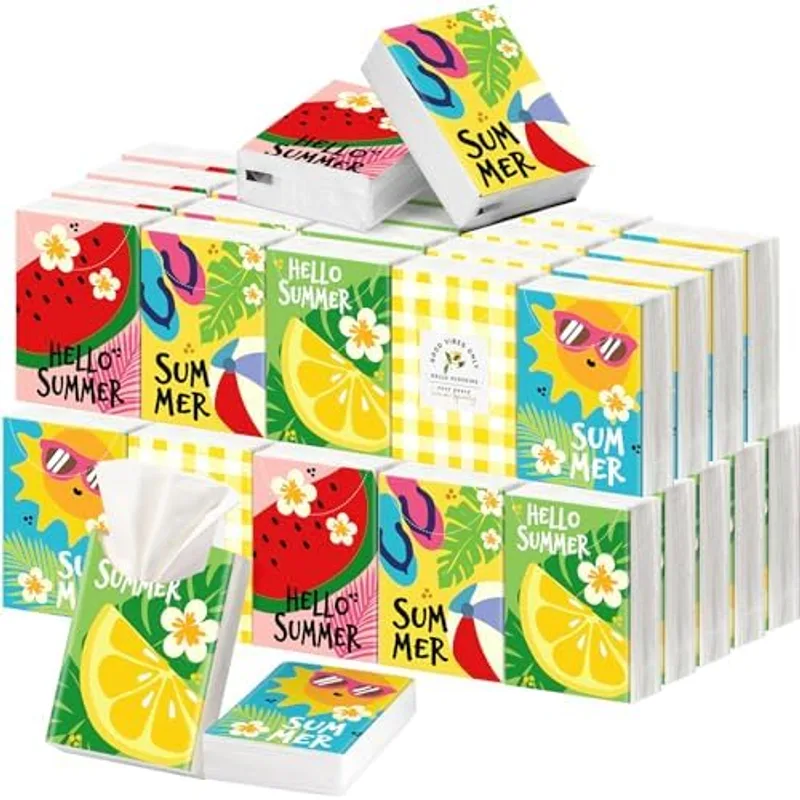 Outus 50 Pack Summer Travle Size Pocket Tissues, 400 Sheet Total, Vibrant Colors