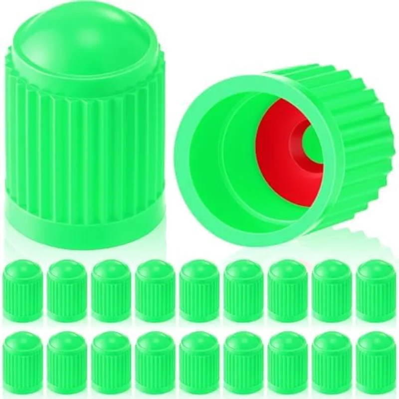 Outus 20 Pcs Tire Valve Stem Caps Car Tire Caps Plastic Universal Black Valve Stem Covers for Bike Bicycle Cars SUV Trucks Motorcycles(Green)