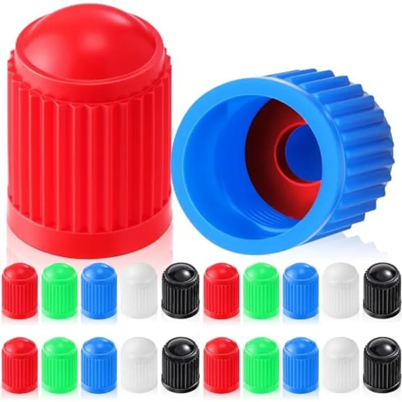 Outus 20 Pcs Tire Valve Stem Caps Car Tire Caps Plastic Universal Black Valve Stem Covers for Bike Bicycle Cars SUV Trucks Motorcycles(Multicolor)
