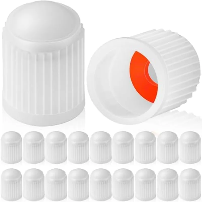 Outus 20 Pcs Tire Valve Stem Caps Car Tire Caps Plastic Universal Black Valve Stem Covers for Bike Bicycle Cars SUV Trucks Motorcycles(White)