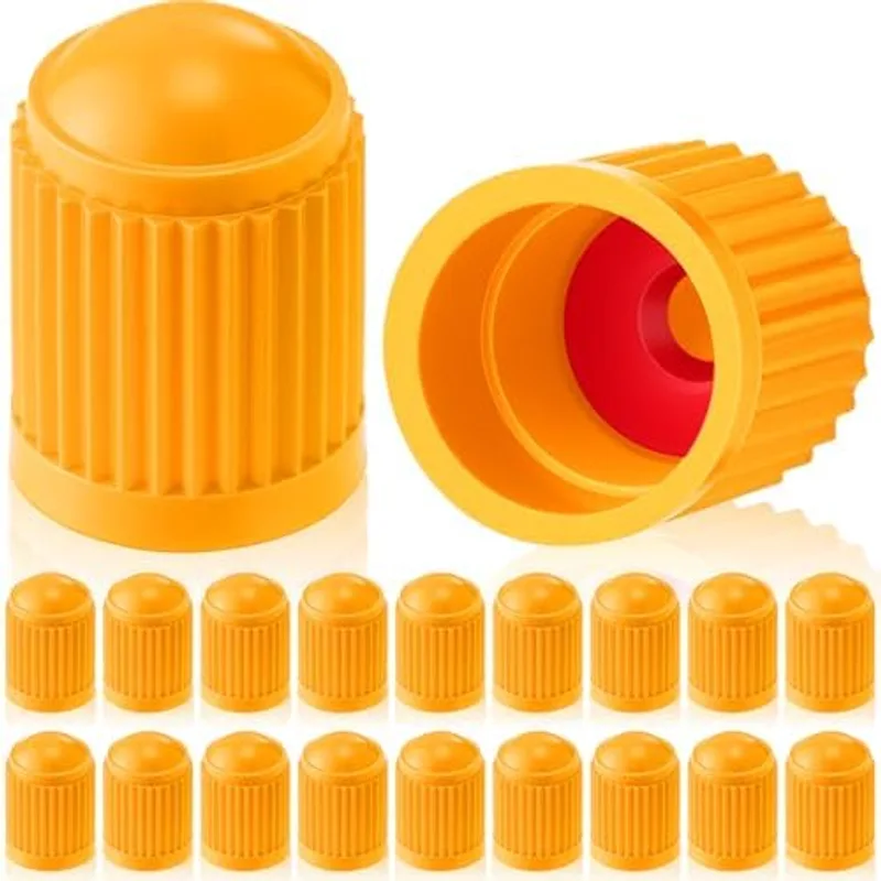 Outus 20 Pcs Tire Valve Stem Caps Car Tire Caps Plastic Universal Valve Stem Covers for Bike Bicycle Cars SUV Trucks Motorcycles (Orange)