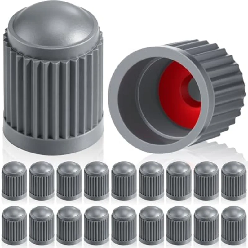 Outus 20 Pcs Tire Valve Stem Caps Car Tire Caps Plastic Universal Valve Stem Covers for Bike Bicycle Cars SUV Trucks Motorcycles (Grey)