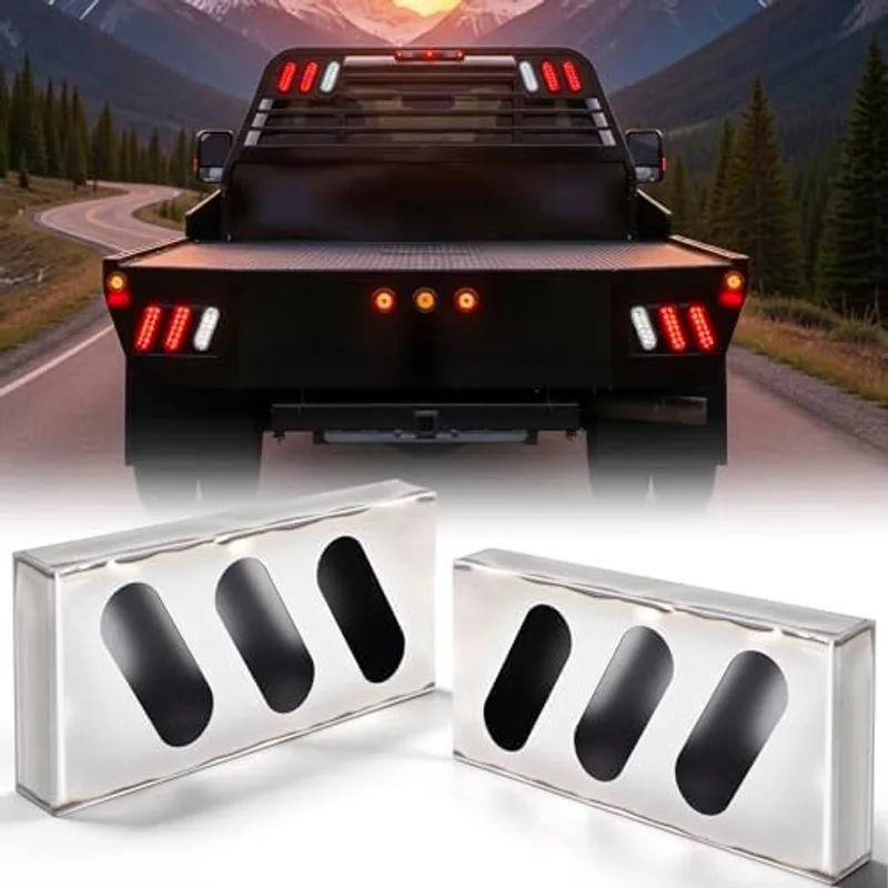 Outus 2 Pcs Trailer Light Box, Uncoated Steel, 3-hole Inclined