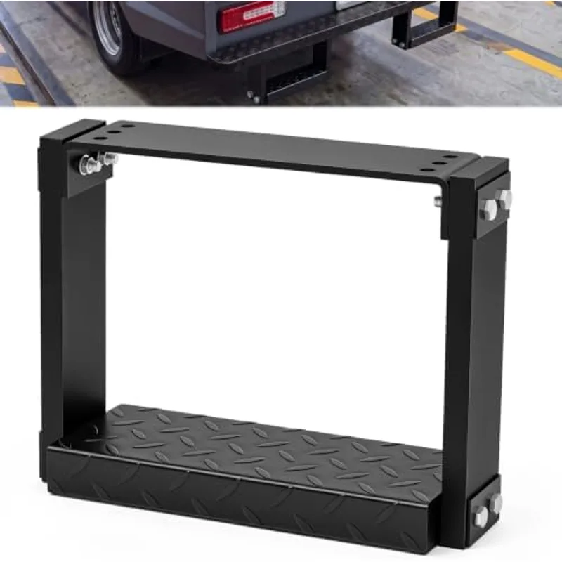 Outus Truck Tire Step Flexible, 12 x 11 x 5 in, Rubber,Diamond Plate