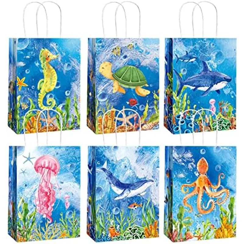 Outus 24 Pcs Under the Sea Gift Party Favor Bags with Handle, sea animal