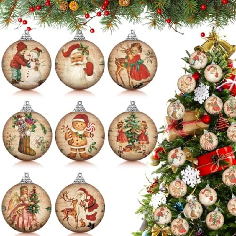 Outus 16 Pcs Vintage Summer Christmas Ornaments Ball for Tree, Classic