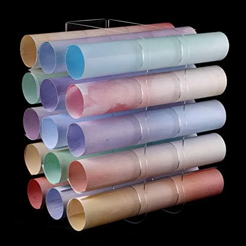 Outus Vinyl Storage Rack Acrylic 15 Holes Vinyl Roll Holder Craft Paper Storage Organizer Aperture 2 Inch Multiple Display Stand for Craft Room Home Office School, 12 x 7.8 Inch(Clear)