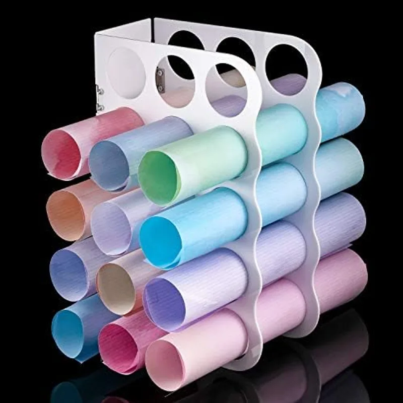 Outus Vinyl Storage Rack Acrylic 15 Holes Vinyl Roll Holder Craft Paper Storage Organizer Aperture 2 Inch Multiple Display Stand for Craft Room Home Office School, 12 x 7.8 Inch(White)