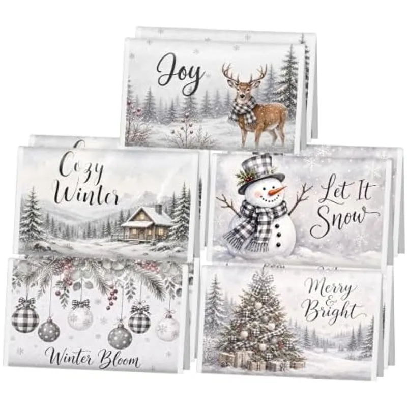 Outus 10 Pack Winter Christams Travel Pocket Tissues 3 Ply Individual, Cozy Winter